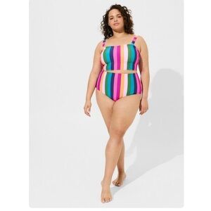 Plus sized Striped Wireless Bandeau Bikini Top 4X